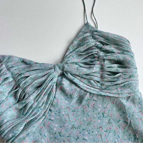 Divine Heritage Floral Printed Mini Teal Slip Dress - Picture 7 of 11